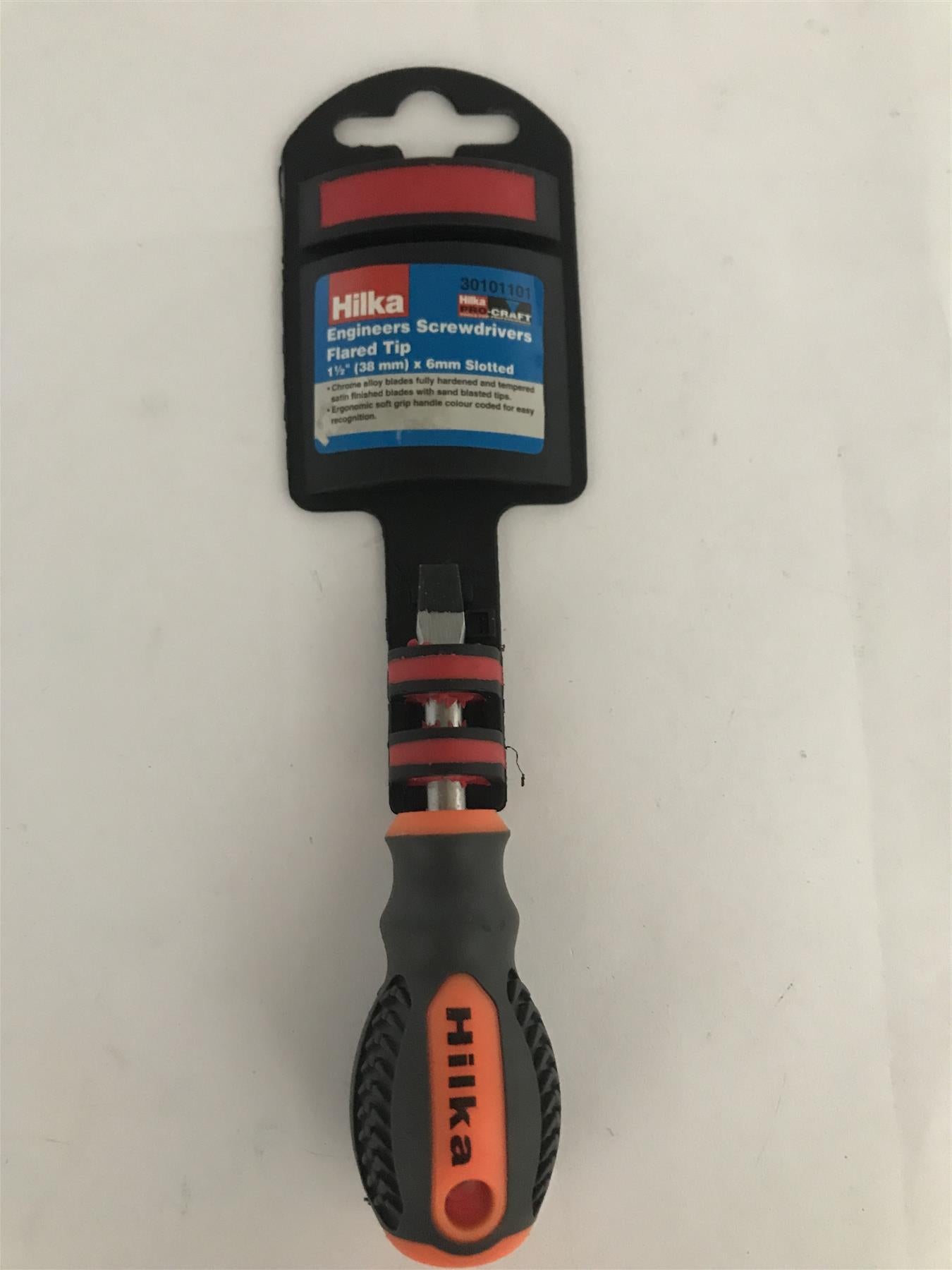 Hilka 1 1/2" (38mm) x 6mm Slotted Engineers Screwdriver Flared Tip 30101101