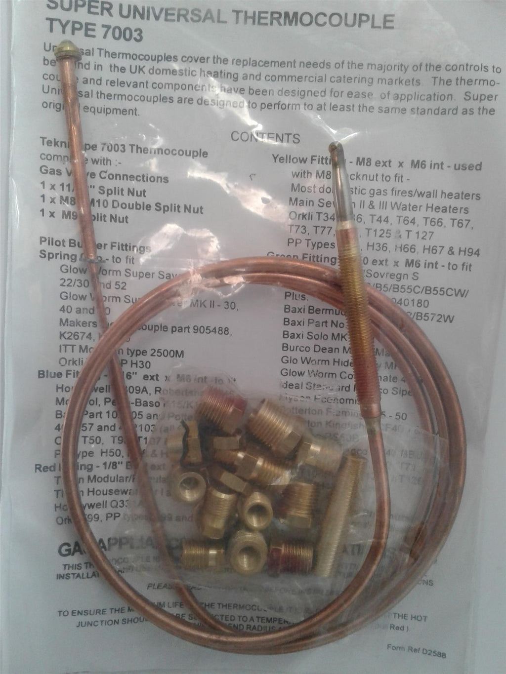 NEW Watts 7003/1200PLUSPC thermocouple SuperFit Plus 1200mm 455457