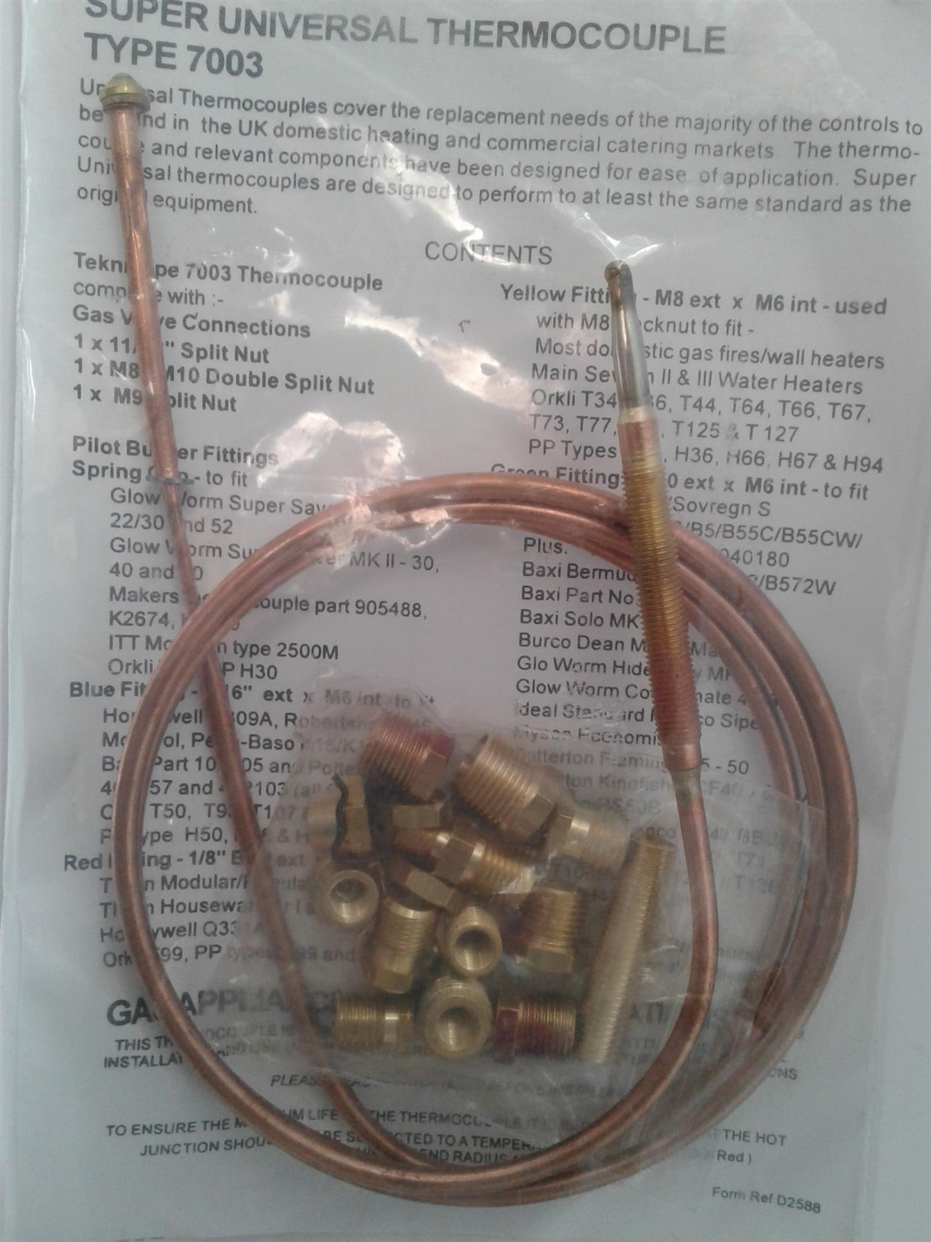 NEW Watts 7003/1200PLUSPC thermocouple SuperFit Plus 1200mm 455457