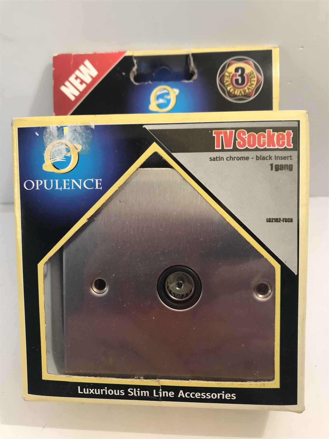 Opulence Satin Chrome TV Socket 1 Gang Black Insert