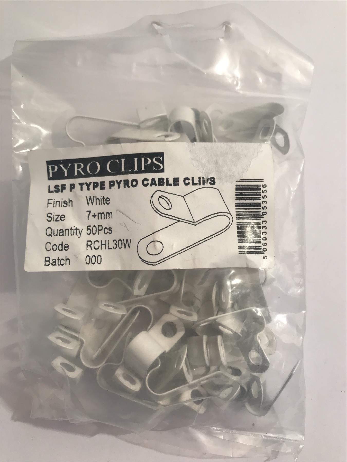 Deligo LSF Coated White Pyro Cable Clips 7mm RCHL30W (50 Pack)