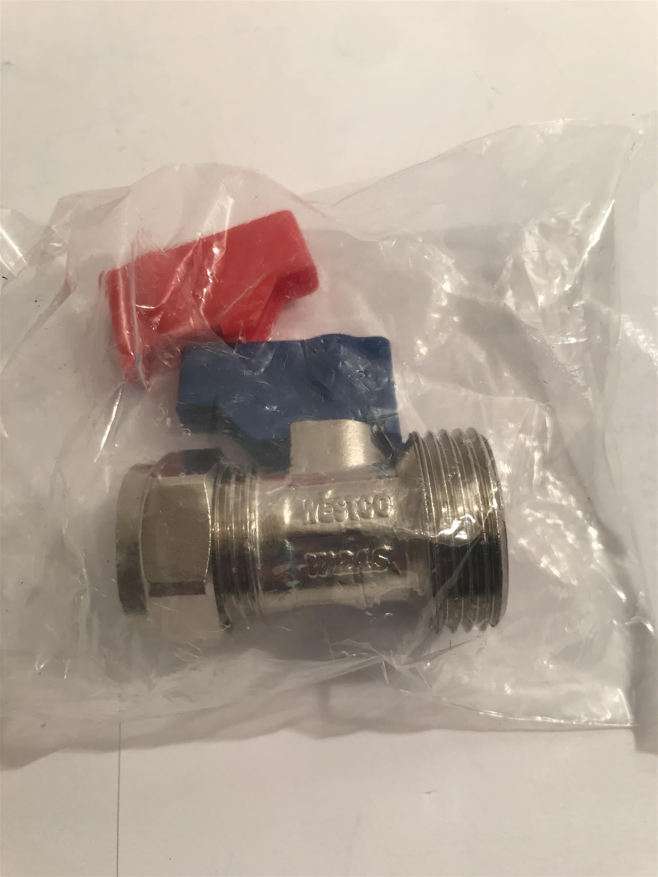 Westco washing machine dishwasher straight taps 15MM X 3/4" red and blue