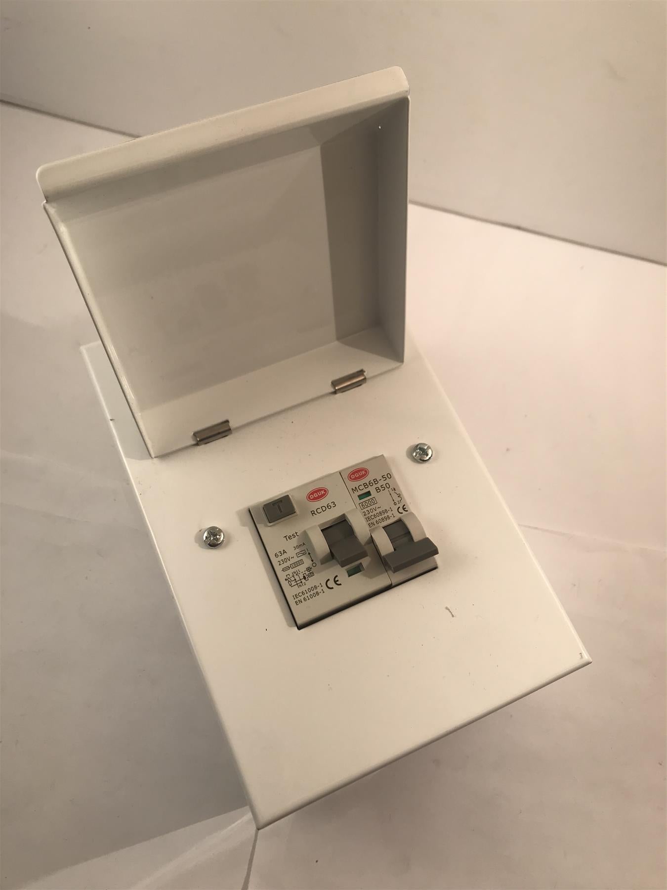 3 Way Metal Consumer Unit RCD 63A DP 30mA 1 xB50-MCB  125x183x110mm