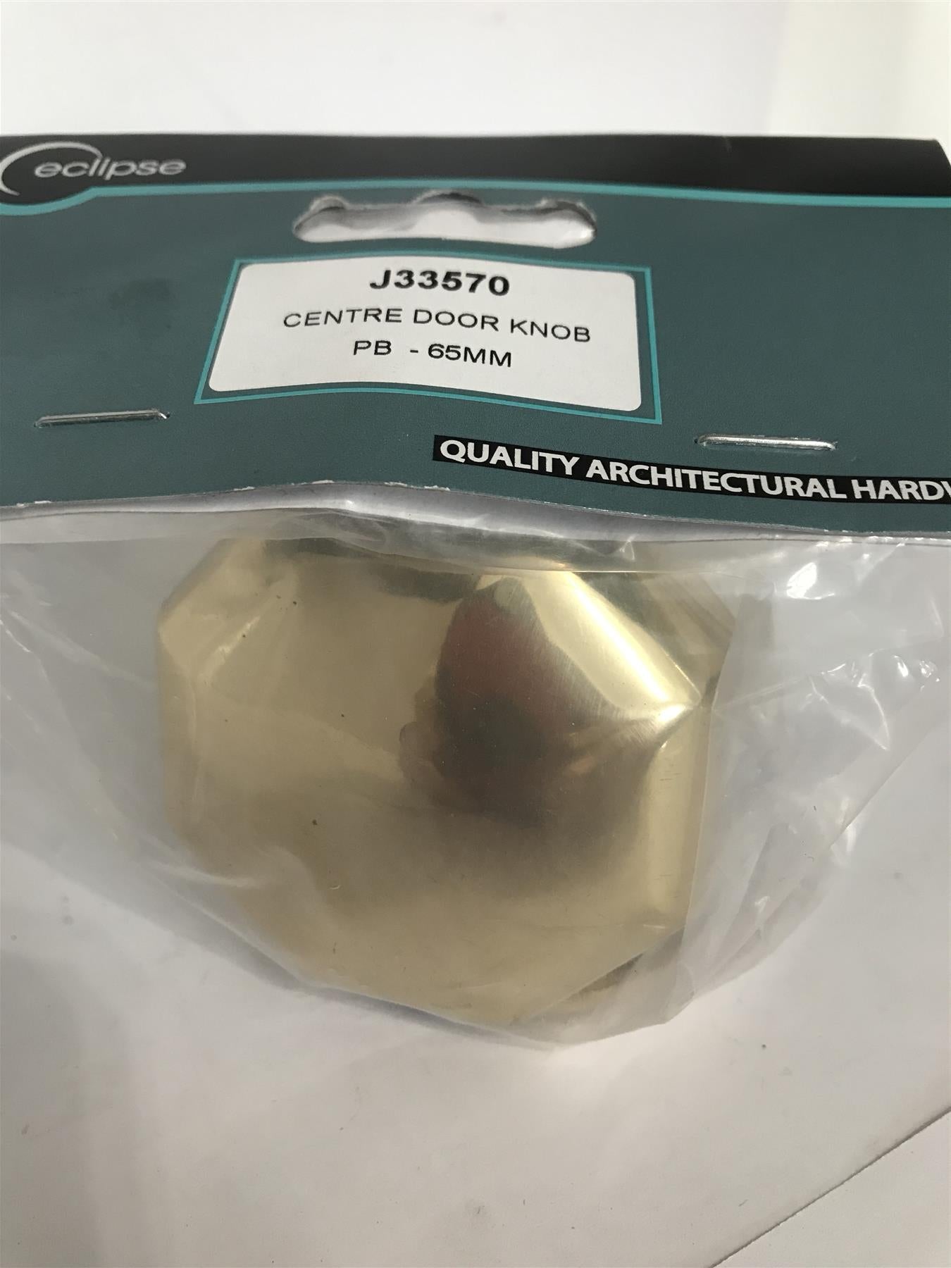 Octagonal Brass Centre Door Knob PB-65mm  J33570