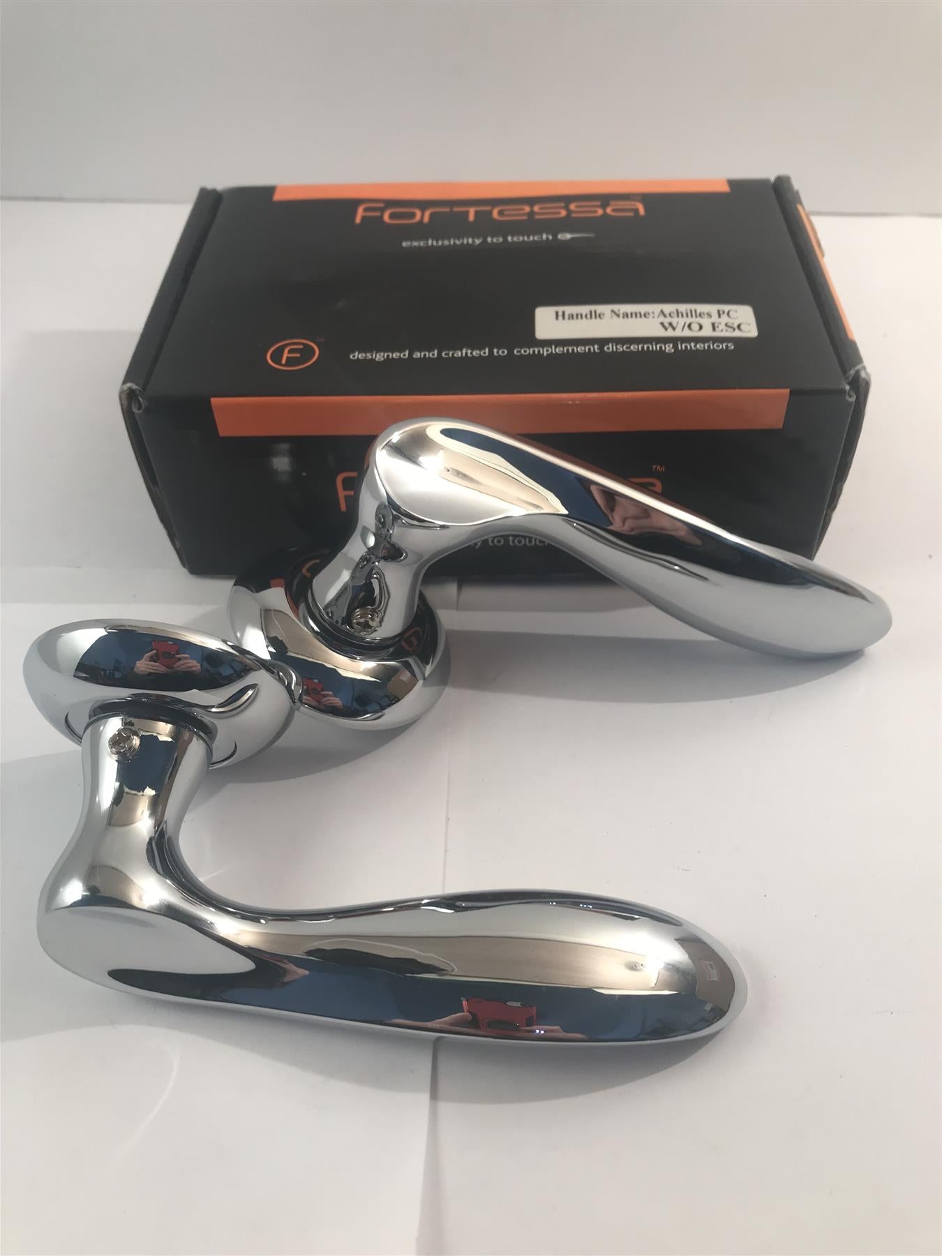 FDPACH-PC Fortessa Achilles Polished Chrome Door Handle On Rose