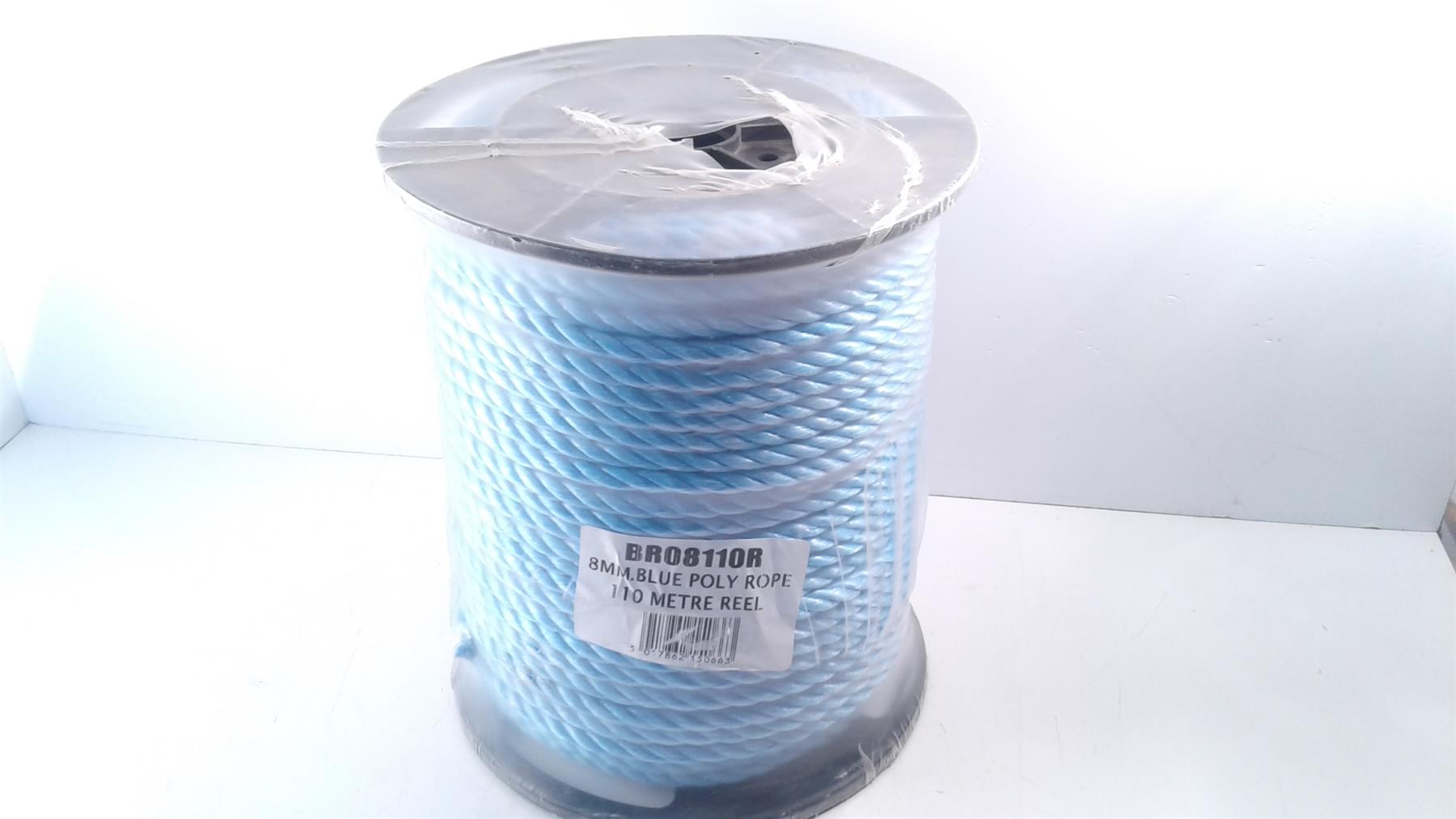 8mm BLUE POLY POLYPROPYLENE ROPE - 110m