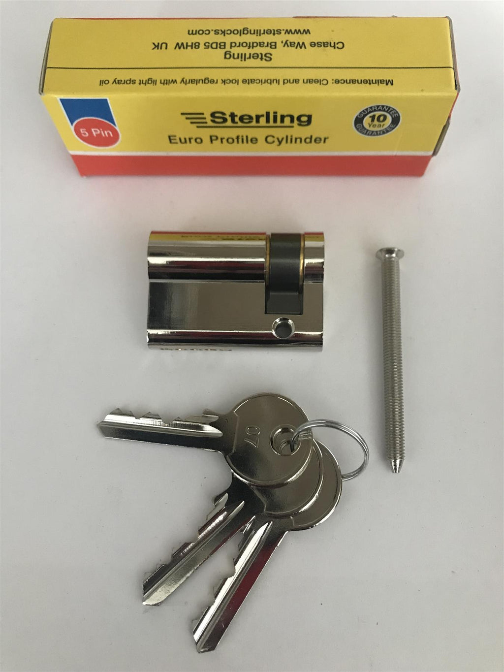 Sterling ESN3511 Single Euro 5 Pin Cylinder 46mm (35x11), Polished Nickel
