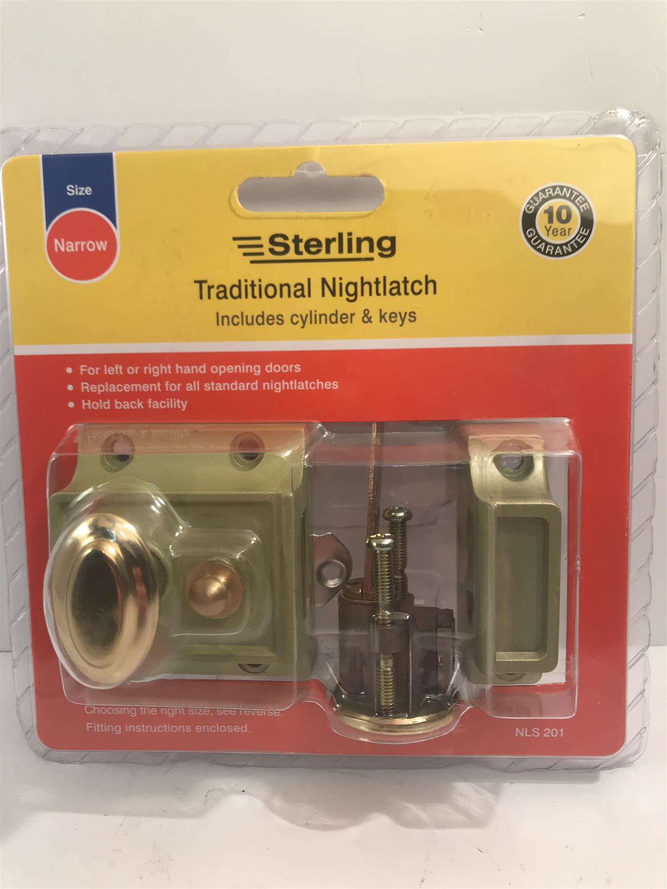 Sterling Narrow Traditional Champagne Nightlatch  NLS201