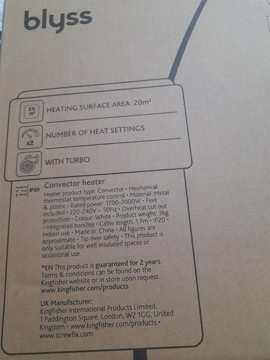 blyss Convector Heater 200w NDK20-A4AF