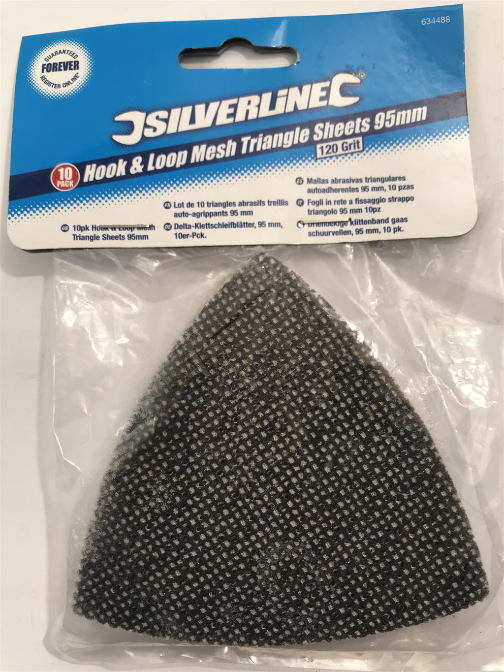 Silverline Hook & Loop Mesh Triangle Sheets 95mm 120 Grit  10pk  634488