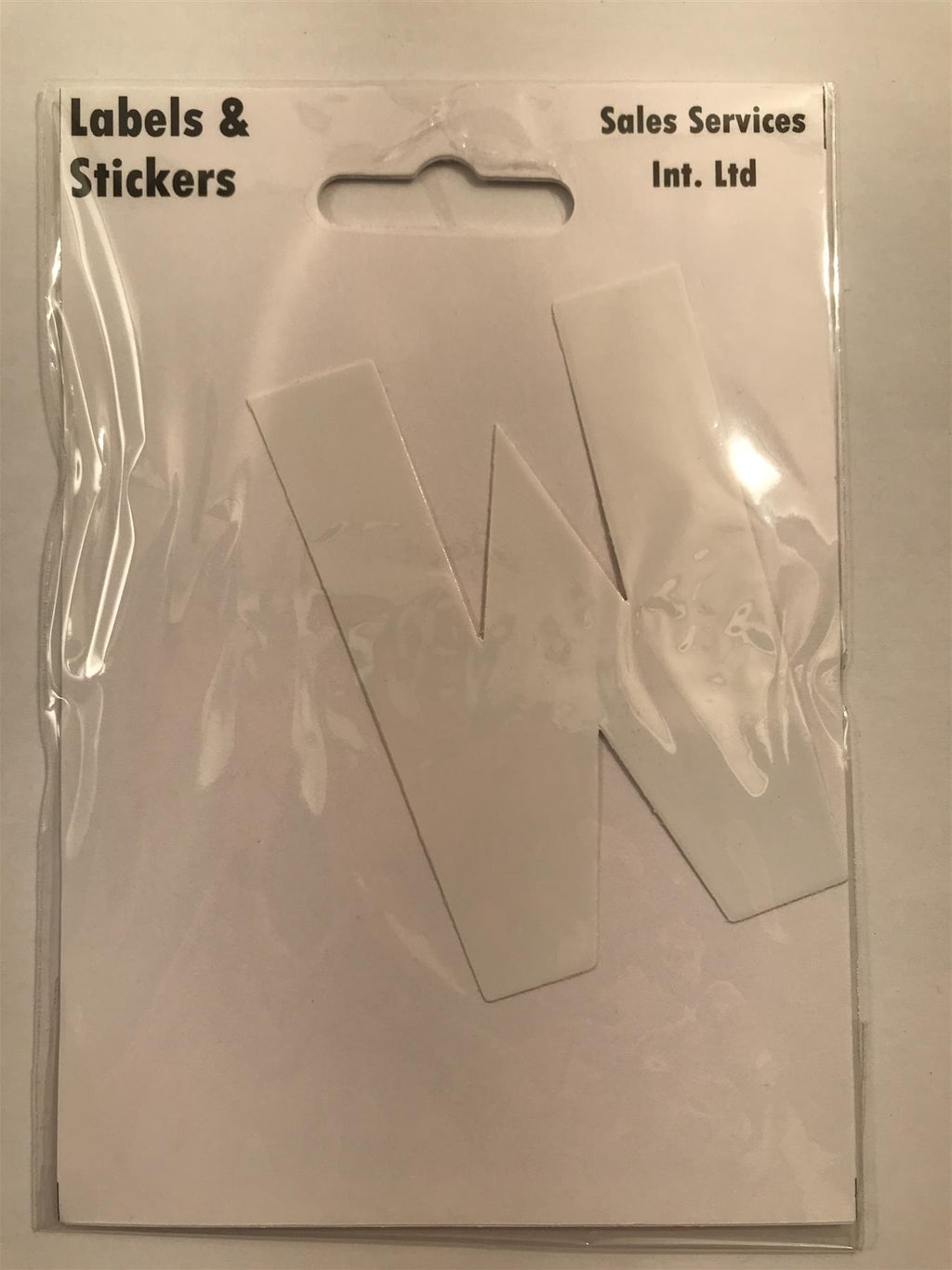 White Letter W Self  Adhesive Waterproof Sticker 8 x 6cm