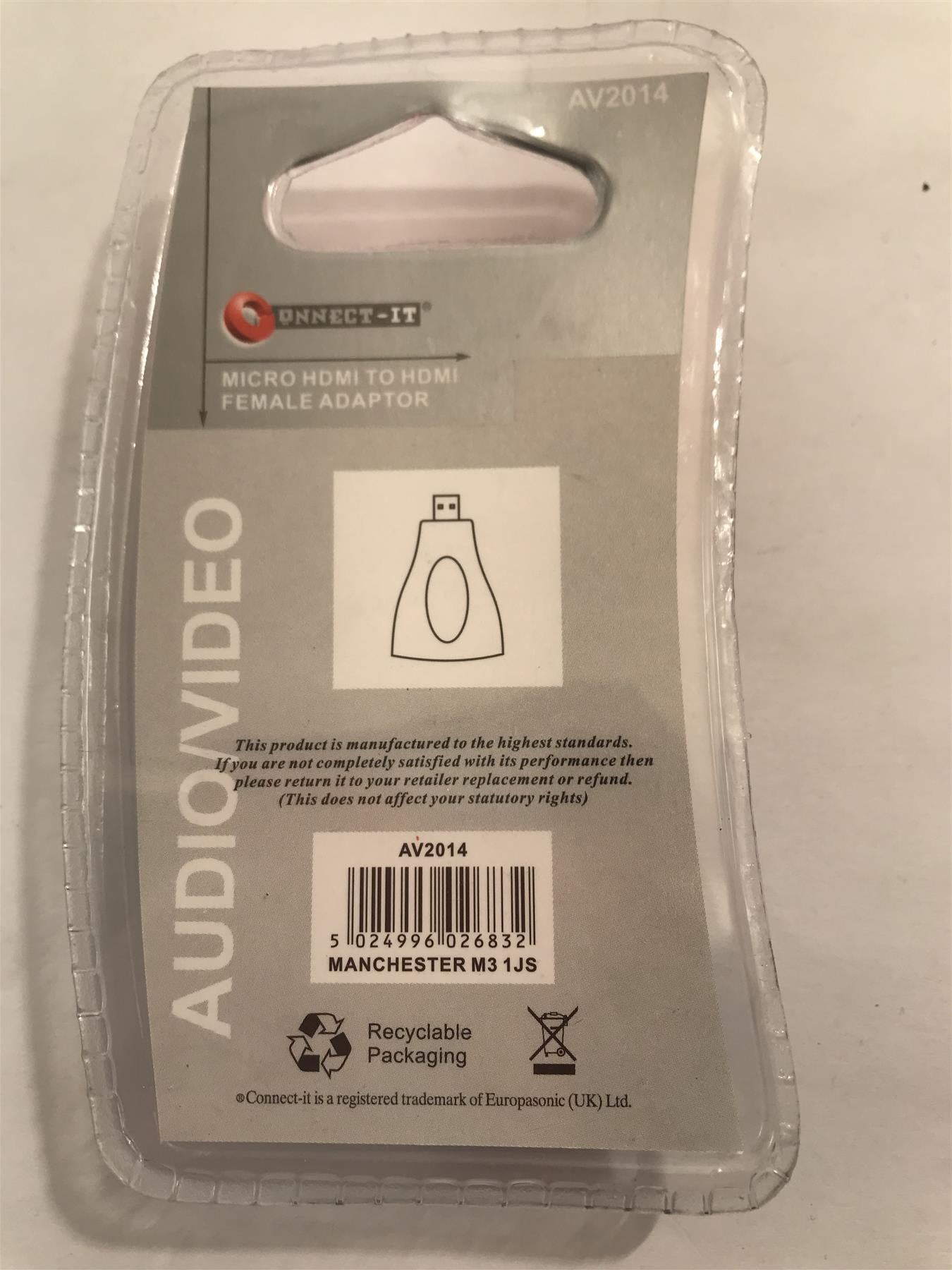 Connect-IT Micro HDMI to HDMI Female Adaptor AV2014