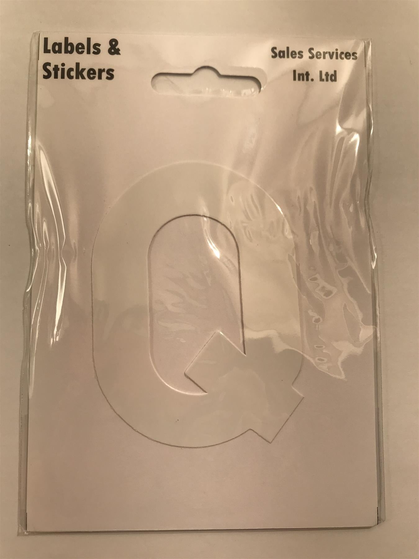 White Letter Q Self  Adhesive Waterproof Sticker 8 x 6cm