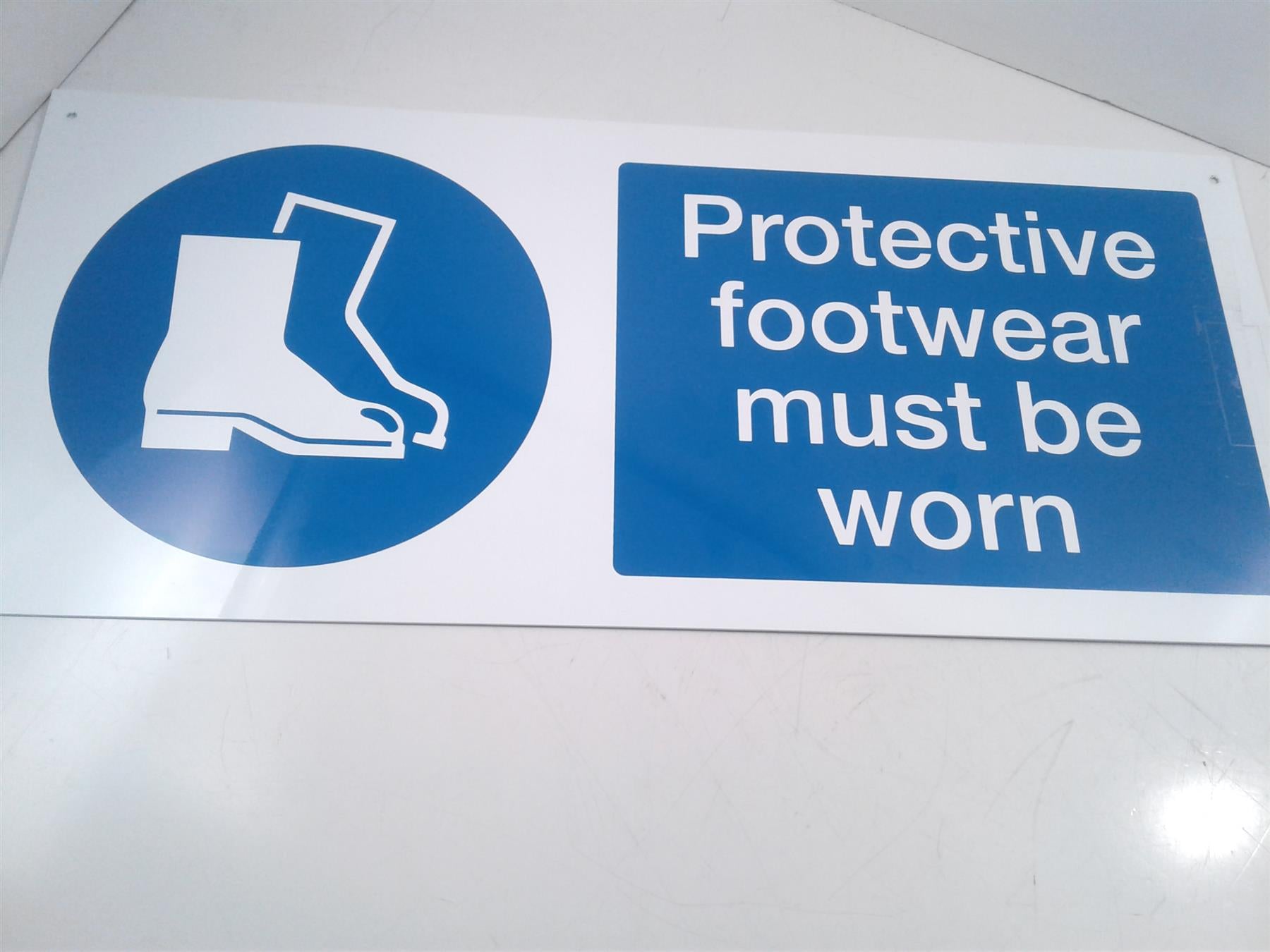 Safety Helmet and Protective Footwear (double-sided) rigid Sign 450 x 200mm