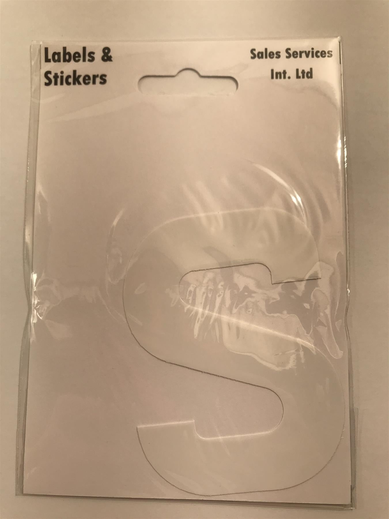 White Letter S Self  Adhesive Waterproof Sticker 8 x 6cm