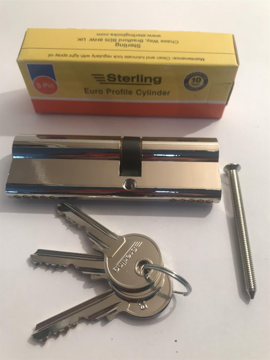 Sterling EPN4055 Double Euro 5 Pin Cylinder 95mm (40x55), Polished Nickel