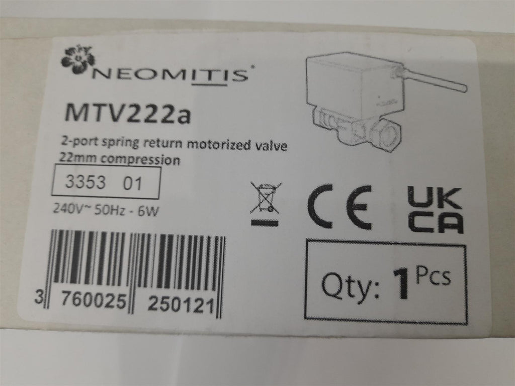 New Neomitis 2 Port 22mm Zone Motorised Valve MTV222a