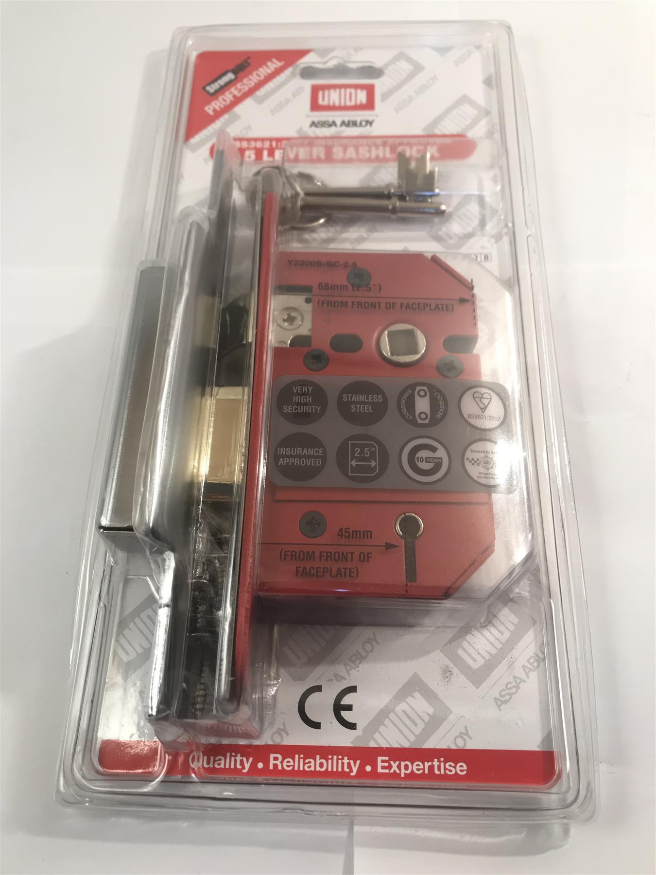 Union Y2200SC25 Strongbolt 5 Lever Lock 68mm Satin Chrome