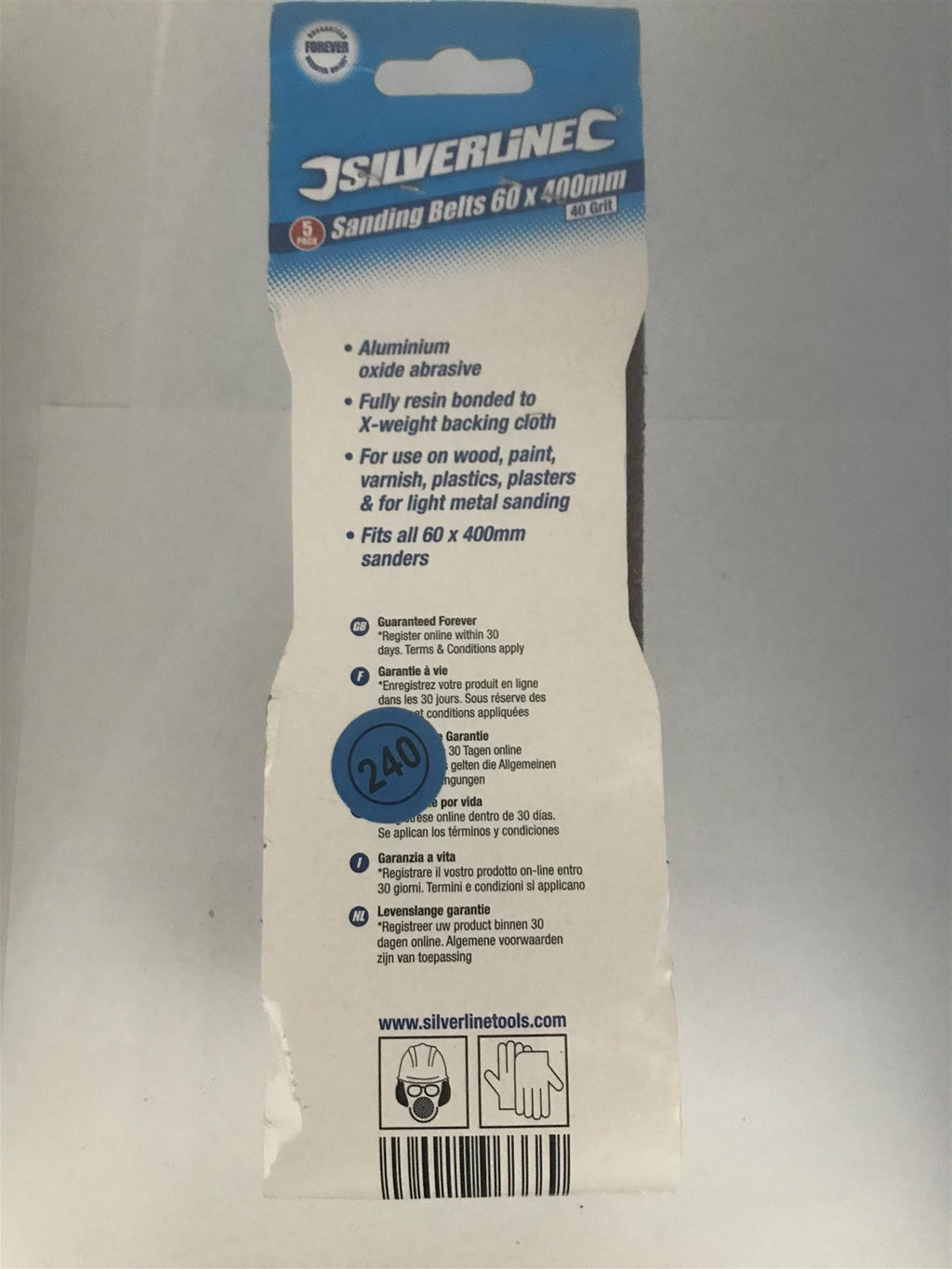 Silverline Sanding Belt 60 x 400mm 40 grit 5 PK  632960