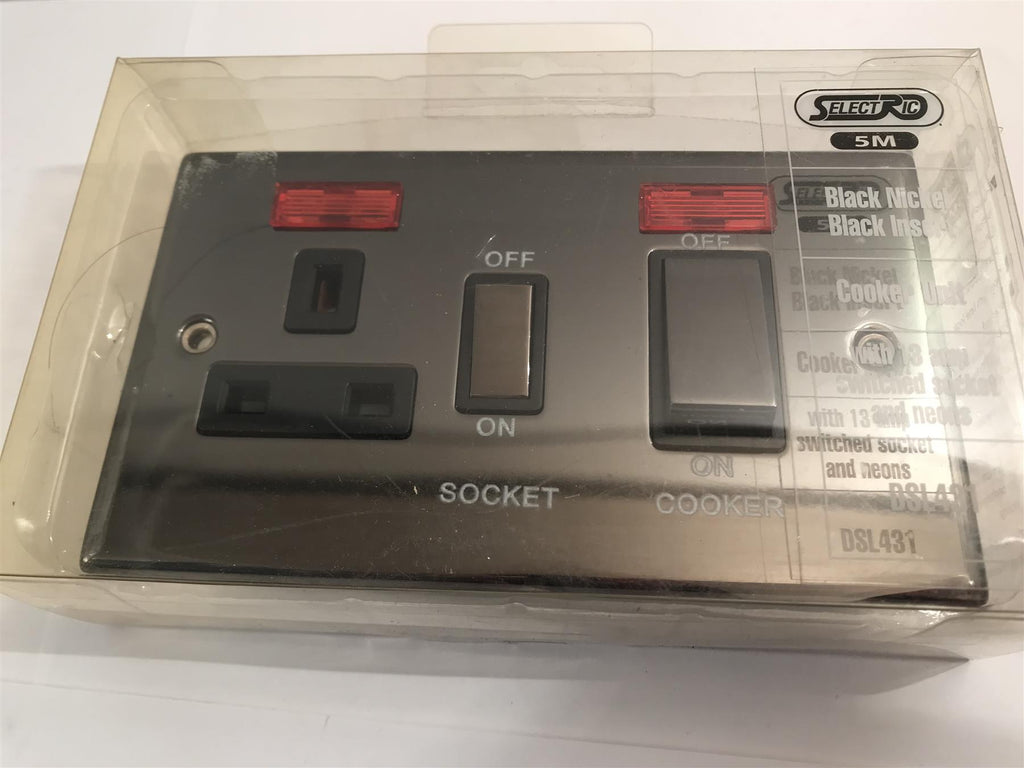 Black Nickel Black Insert Cooker Unit 13A Socket  with Neon DSL431