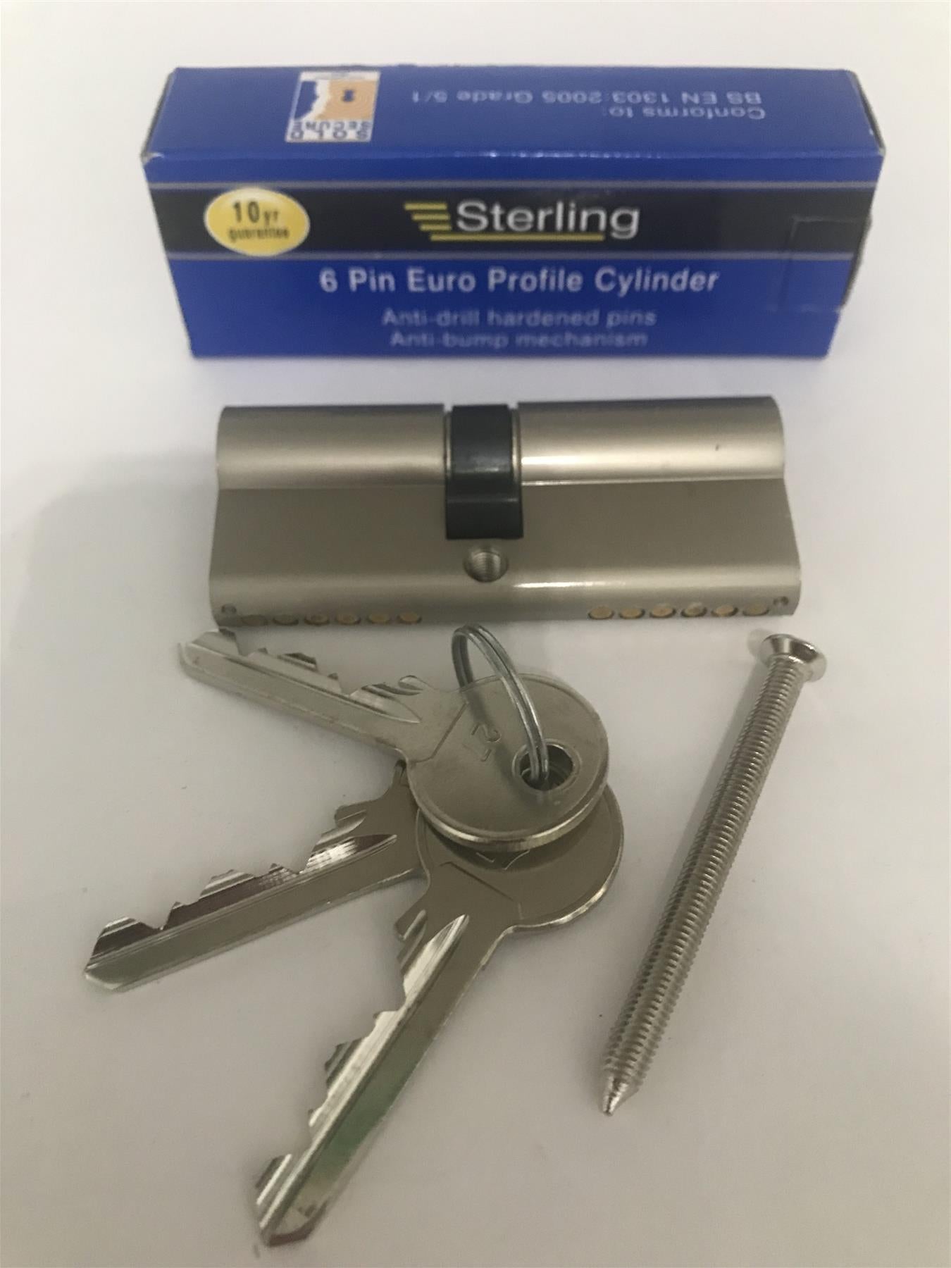 Sterling EPN3540H Euro Profile  6 Pin Cylinder 75mm (35x40), Satin Nickel