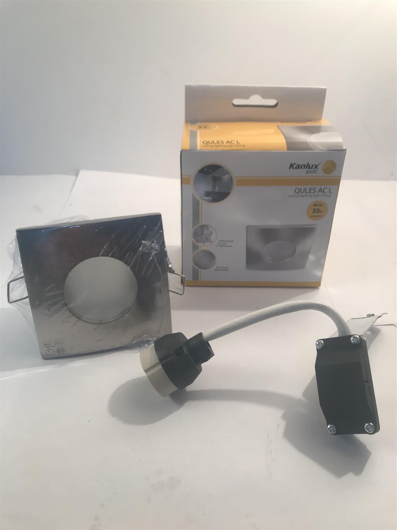 Kanlux QULES AC L Ceiling Lighting Tight Fitting GU10 LED Chrome Square 23601
