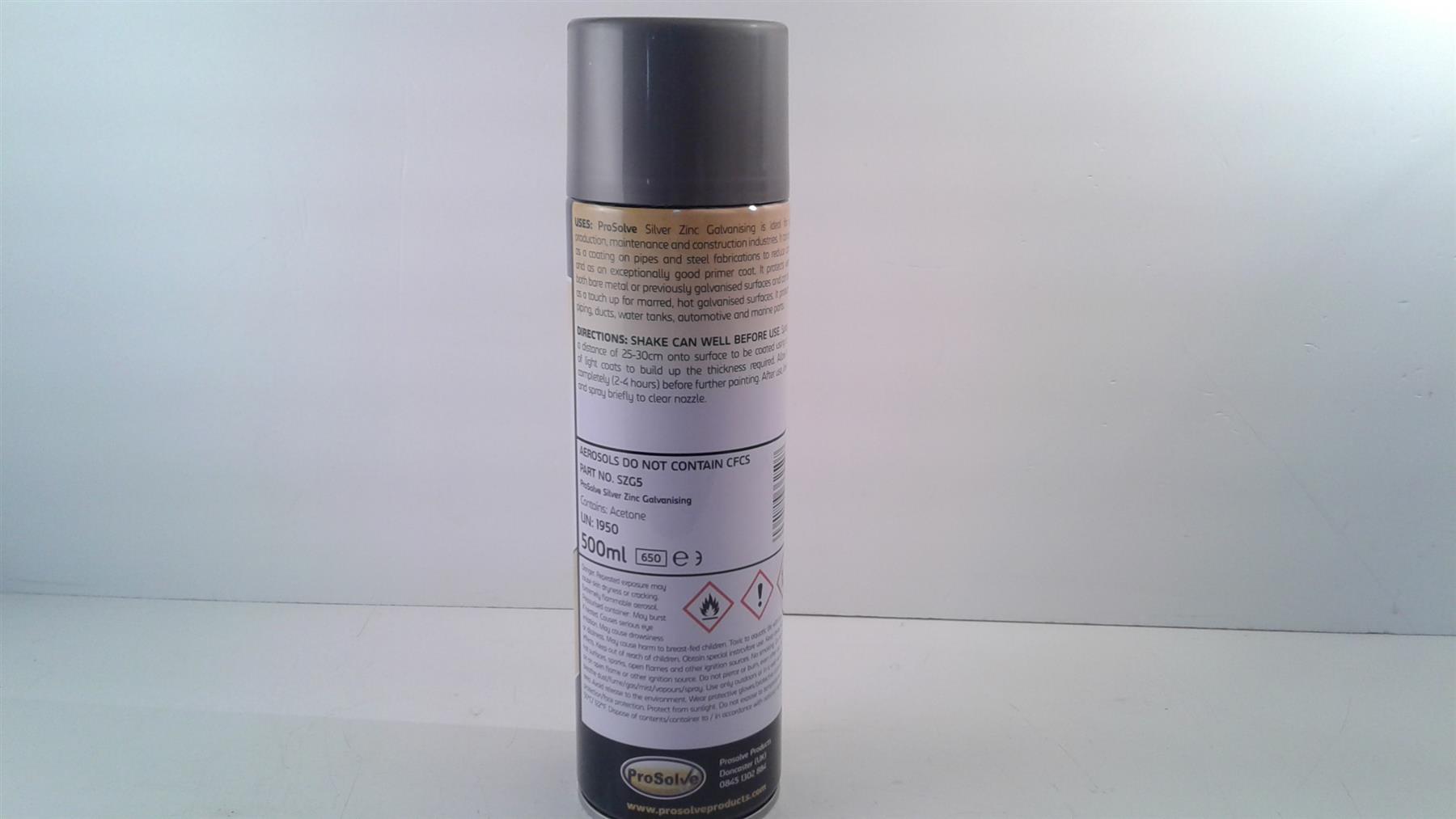 ProSolve Silver Zinc Galvanising spray Indoor Outdoor Wood Metal 500ml