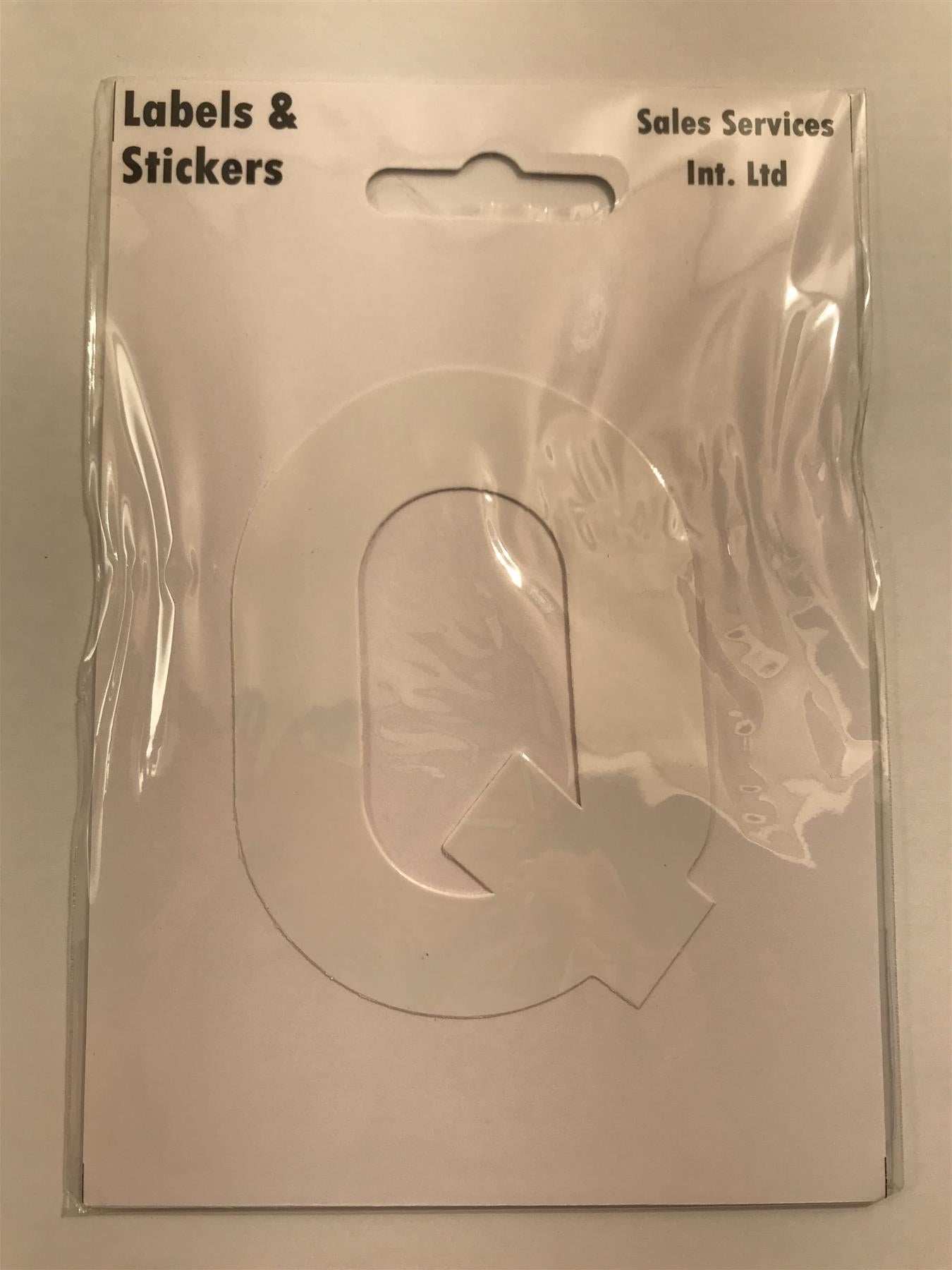 White Letter Q Self  Adhesive Waterproof Sticker 8 x 6cm