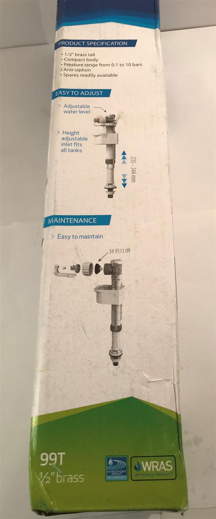 SIAMP 99T bottom entry inlet valve 1/2" BSP Telescopic brass connection 30992110