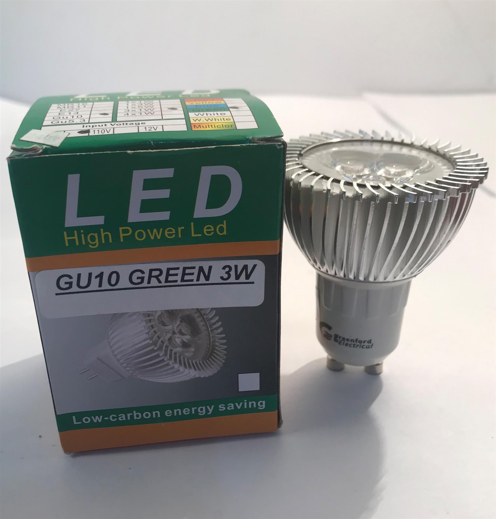 GU10 Green 3W LED Energy Saving Bulb