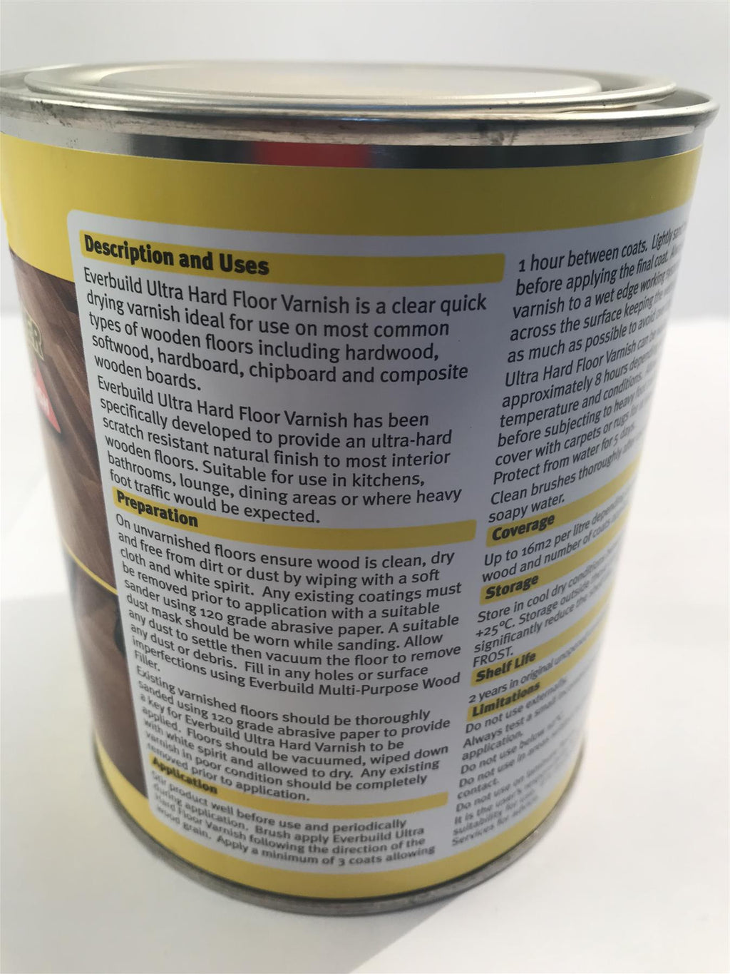 EVERBUILD ULTRA HARD FLOOR VARNISH CLEAR GLOSS 750ML QUICK DRYING