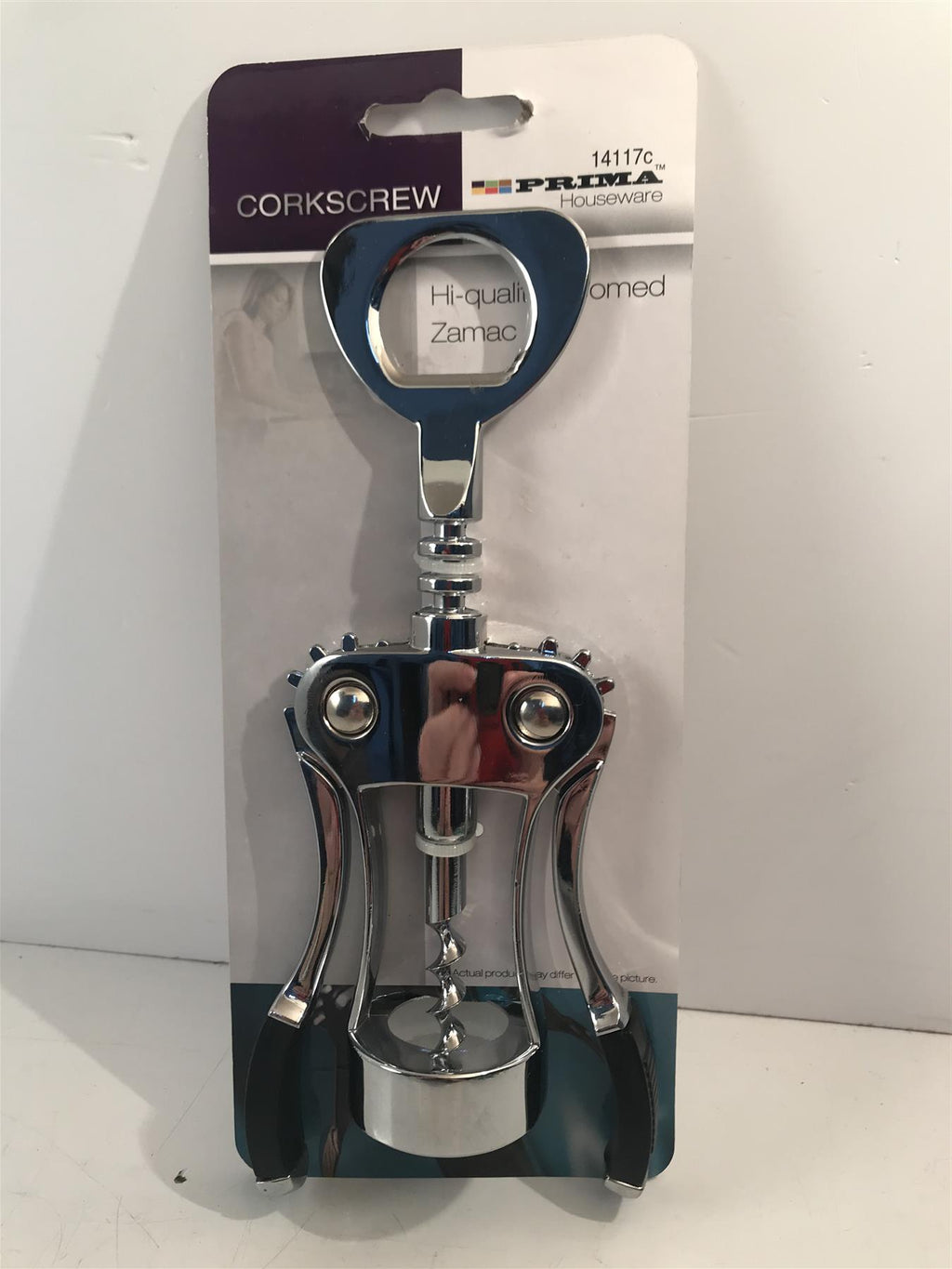 Prima Corkscrew with Gripped Handle - Hi-quality Chrome 14117c
