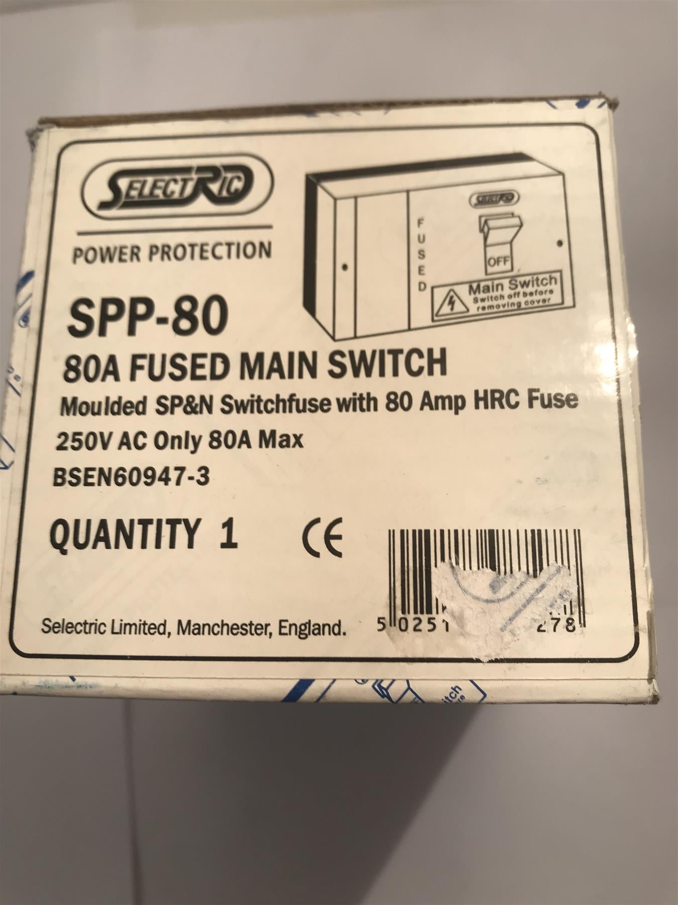 LGA SELECTRIC 80A FUSED MAIN SWITCH