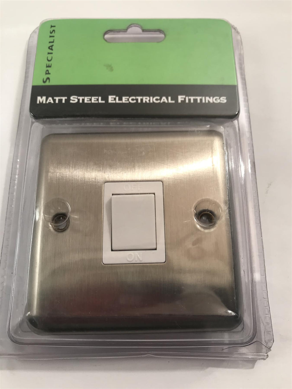 Specialist 20A DP 1 Gang Wall Switch Matt Steel White Insert SEMS13W