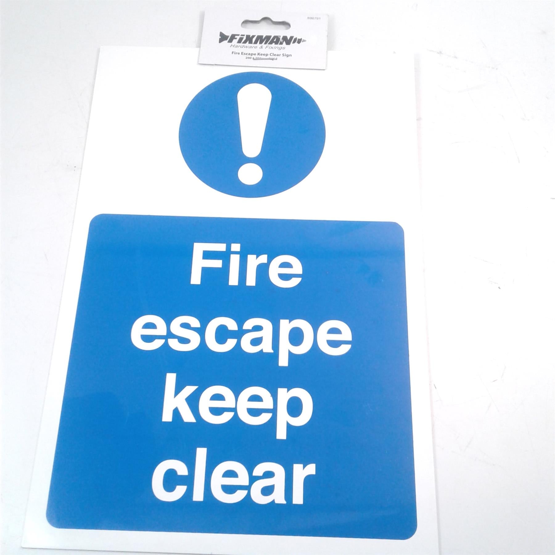 Fixman Fire Escape Keep Clear Rigid Sign 200 x 300mm 896791