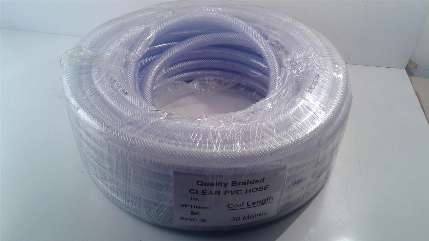 3/8" (10mm) Clear PVC Braided Hose 30m